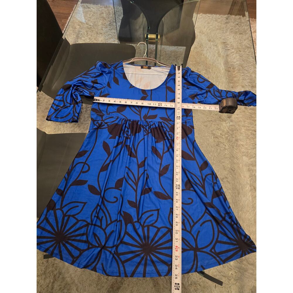 R&B Collection Midi Dress Women's 1X Blue Floral Casual Loose Fit Long Sleeves - Picture 11 of 11